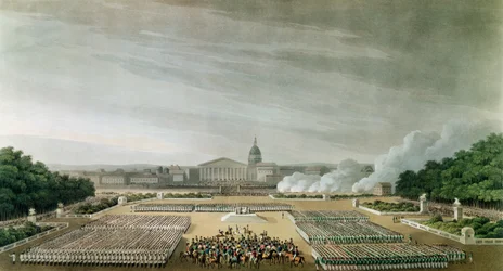 Ceremonia del Te Deum por los ejércitos aliados en la Plaza Luis XV, París, el 10 de abril de 1814